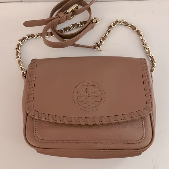 Tory Burch Mini Marion Crossbody Purse Camel Leather Authentic - Picture 12 of 12